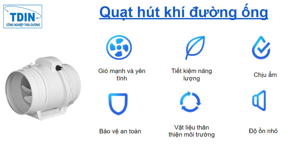 Quạt cấp khí tươi hút khí TD.QHK.N.200.125.11 công suất 125-145w